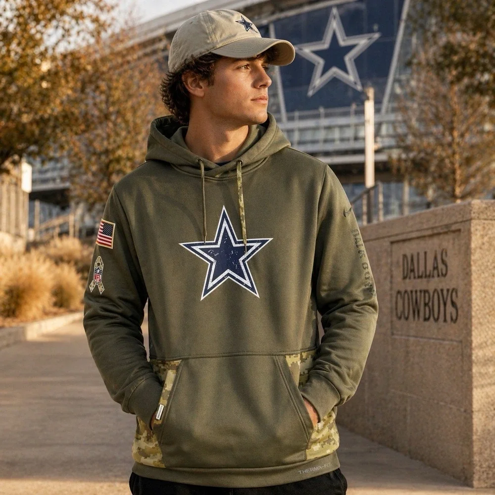 Dallas Cowboys Nike Therma-FIT Salute Service Hoodie 2022 Men's Large Camo‎ NFL